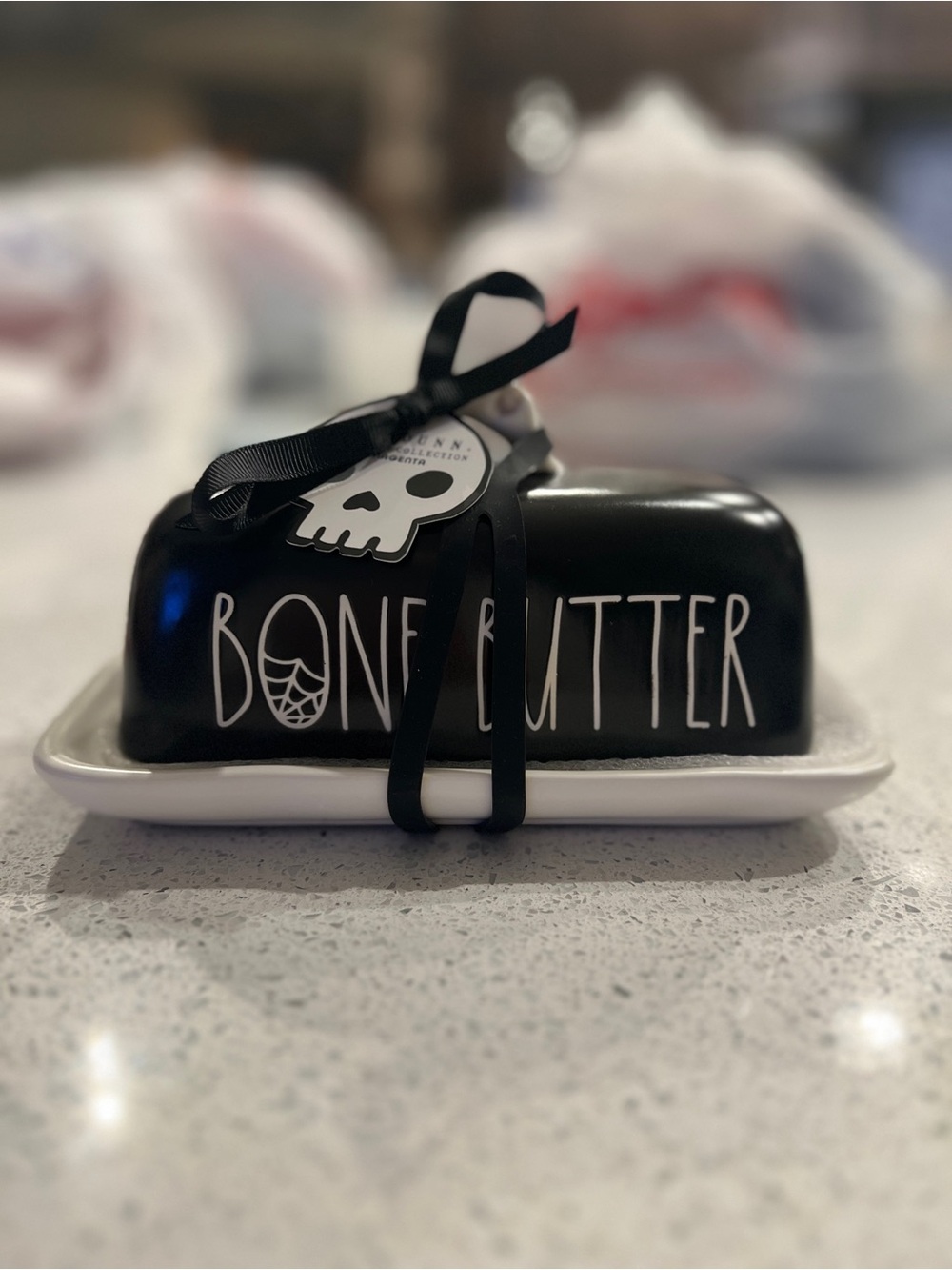 Rae Dunn Black 'Bone Butter' Ceramic Butter Dish